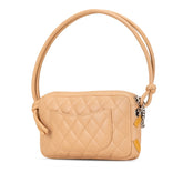 シャネル カンボン ココマーク ハンドバッグ ショルダーバッグ ベージュ イエロー レザー エナメル レディース CHANEL 【中古】